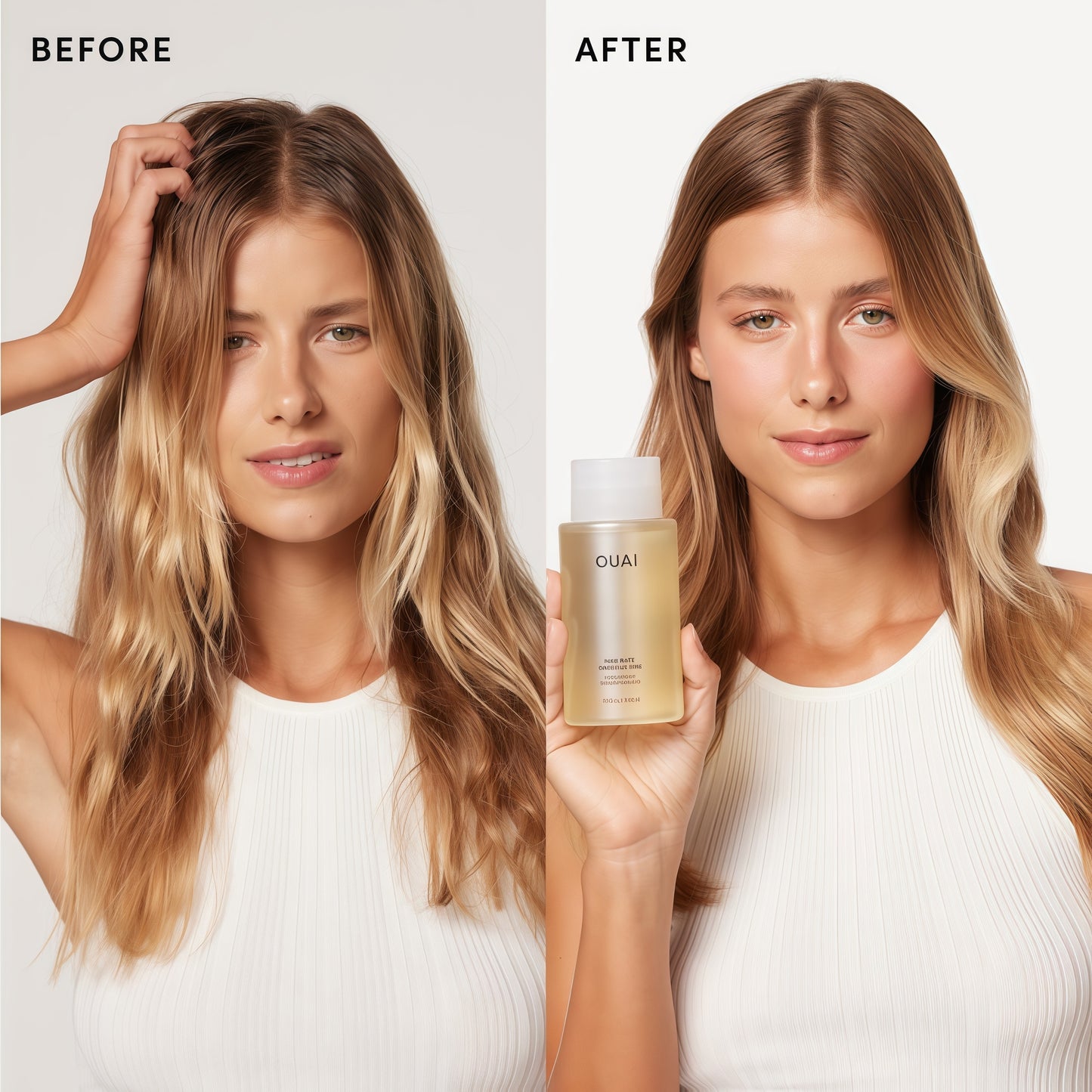 OUAI Fine Shampoo and Conditioner Set - Sulfate Free Shampoo and Conditioner for Women & Men - Made with Keratin, Marshmallow Root, Shea Butter & Avocado Oil - Free of Parabens & Phthalates (10 Fl Oz)