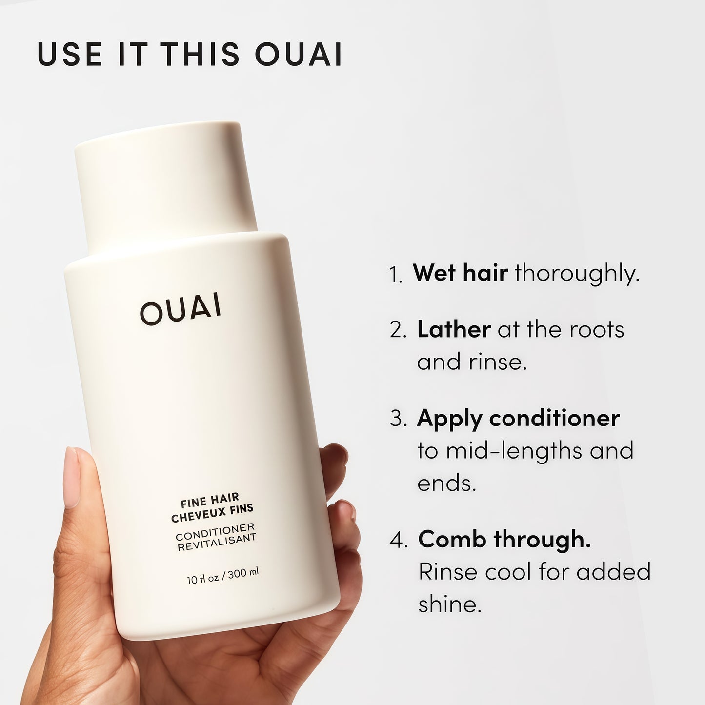 OUAI Fine Shampoo and Conditioner Set - Sulfate Free Shampoo and Conditioner for Women & Men - Made with Keratin, Marshmallow Root, Shea Butter & Avocado Oil - Free of Parabens & Phthalates (10 Fl Oz)