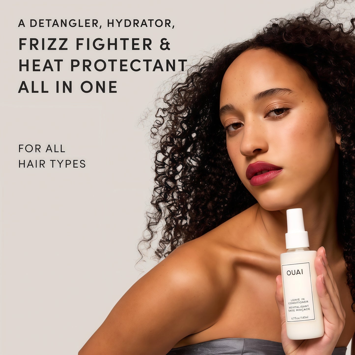 OUAI Leave In Conditioner & Heat Protectant for Hair - Prep Hair for Styling or Use as Detangling Spray to Fight Frizz & Flyaways - No Parabens, Sulfates or Phthalates (4.7 oz)