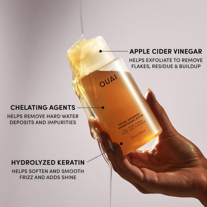 OUAI Detox Shampoo - Clarifying Shampoo for Build Up, Dirt, Oil, Product and Hard Water - Apple Cider Vinegar & Keratin for Clean, Refreshed Hair - Sulfate-Free Hair Care (10 oz)