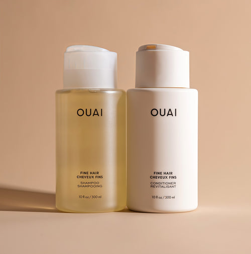 OUAI Fine Shampoo and Conditioner Set - Sulfate Free Shampoo and Conditioner for Women & Men - Made with Keratin, Marshmallow Root, Shea Butter & Avocado Oil - Free of Parabens & Phthalates (10 Fl Oz)