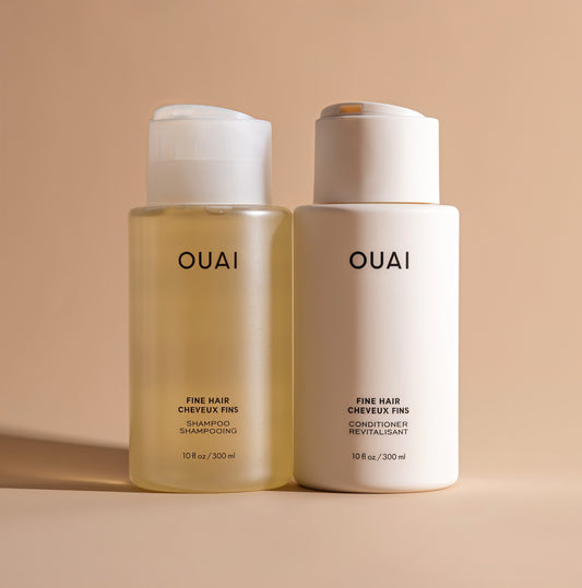 OUAI Fine Shampoo and Conditioner Set - Sulfate Free Shampoo and Conditioner for Women & Men - Made with Keratin, Marshmallow Root, Shea Butter & Avocado Oil - Free of Parabens & Phthalates (10 Fl Oz)