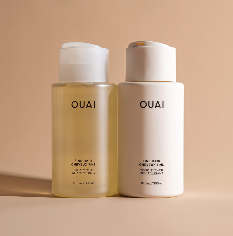 OUAI Fine Shampoo and Conditioner Set - Sulfate Free Shampoo and Conditioner for Women & Men - Made with Keratin, Marshmallow Root, Shea Butter & Avocado Oil - Free of Parabens & Phthalates (10 Fl Oz)