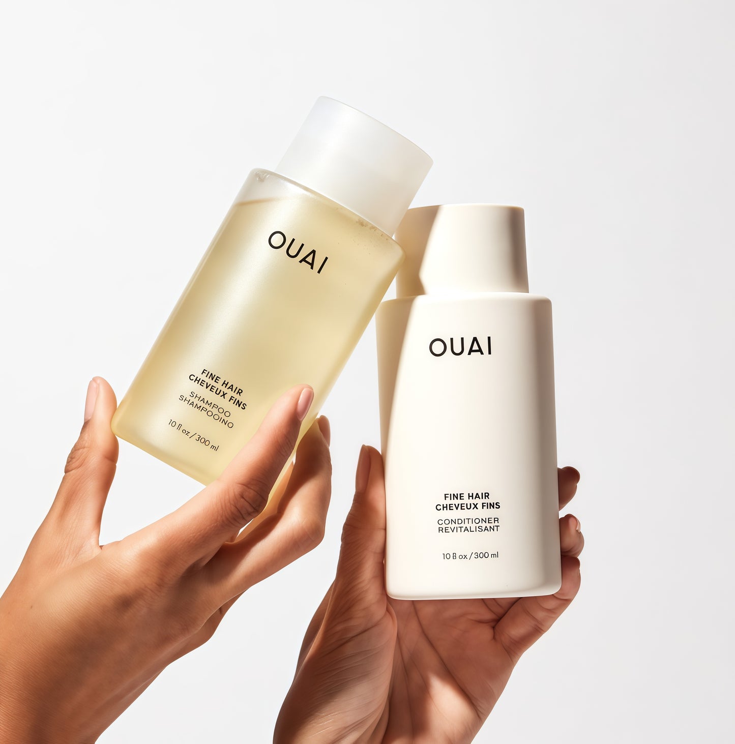 OUAI Fine Shampoo and Conditioner Set - Sulfate Free Shampoo and Conditioner for Women & Men - Made with Keratin, Marshmallow Root, Shea Butter & Avocado Oil - Free of Parabens & Phthalates (10 Fl Oz)